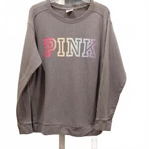 "Victoria's Secret-Pink" Gray Sweatshirt with Multicolor PINK Logo.Sz. Small....